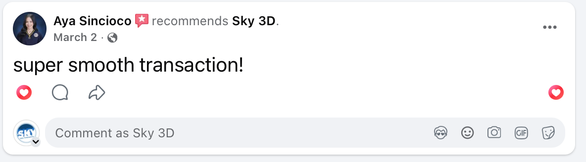 Customer feedback screenshot 2 from Facebook