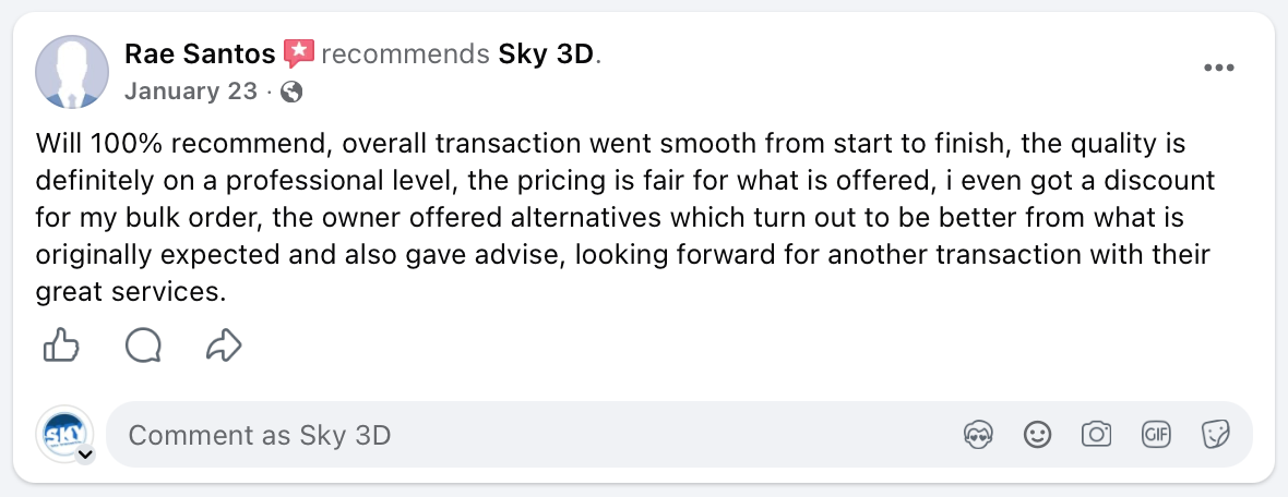 Customer feedback screenshot 4 from Facebook